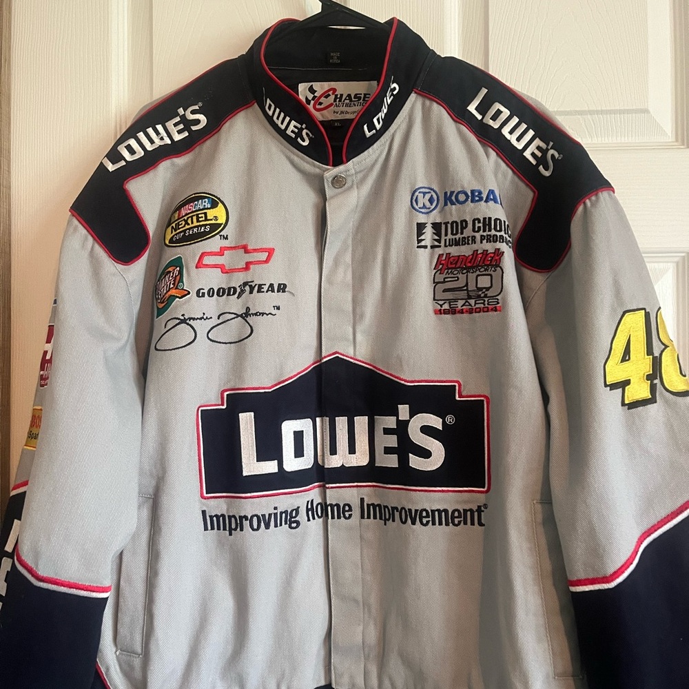 NASCAR Chase Authentics Gray And Black Jacket with Red and White Logo Trim XL - Picture 2 of 14